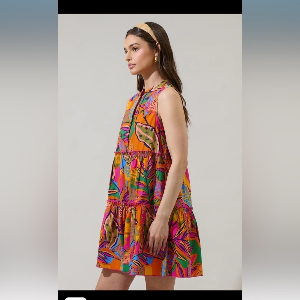 SugarLips Milana Floral Adrina Shift Tiered Mini Dress - Picture 3 of 7